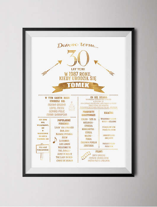 Personalizowany złoty plakat z okazji urodzin Old Soul Mood Prints