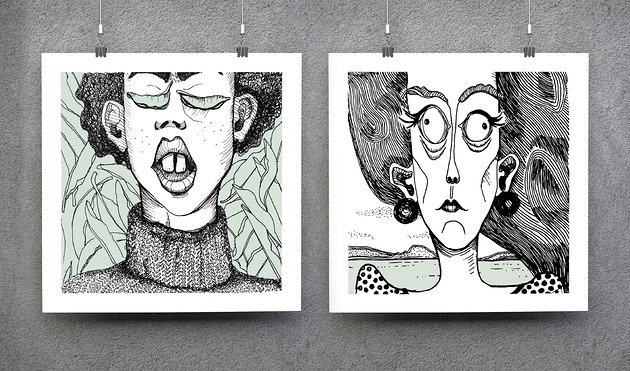Szałwiowa para - zestaw dwóch grafik 50x50 cm Plants of Magic
