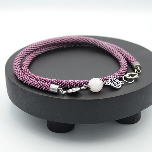 naszyjniki - inne Tangle magenta beads