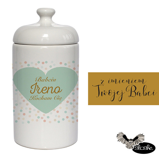 Pojemnik z imieniem babci, pojemnik 500ml Sowia Aleja