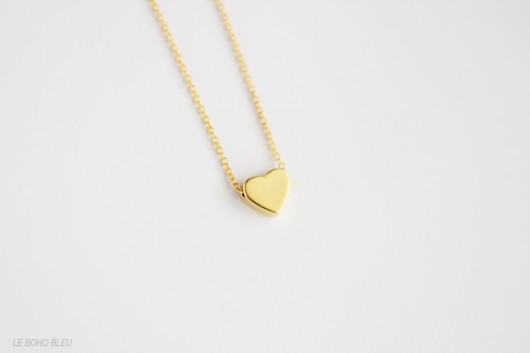 16k Gold Plated Matt Heart Necklace Le Boho Bleu