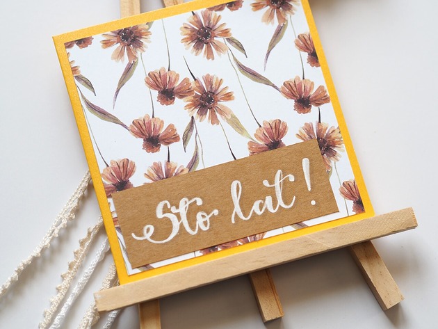 kartki scrapbooking Kartka handmade Sto lat Kwiatki Miodowa