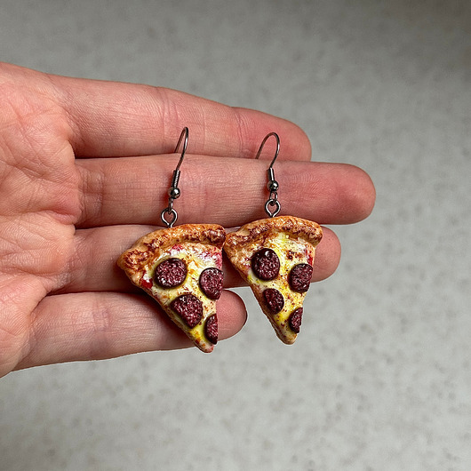 kolczyki z masy plastycznej Kolczyki PIZZA stal chirurgiczna