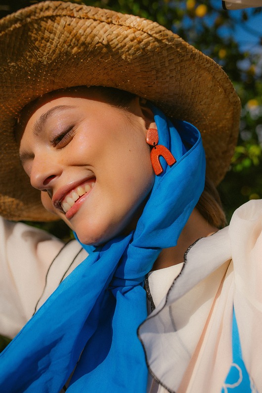 kolczyki z masy plastycznej Kolczyki wiszące łuki