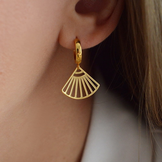 kolczyki pozłacane Kolczyki pozłacane kółeczka z wachlarzykiem