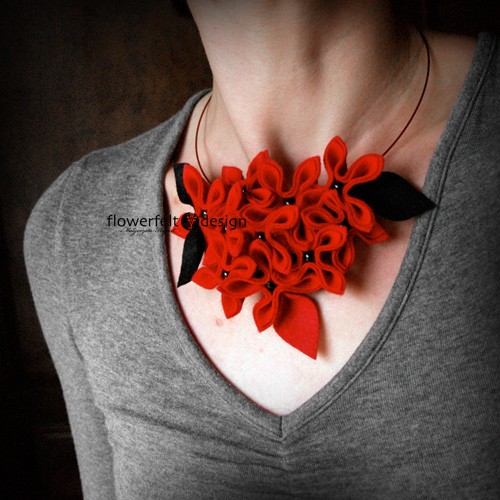 Red with Black FlowerFelt Design