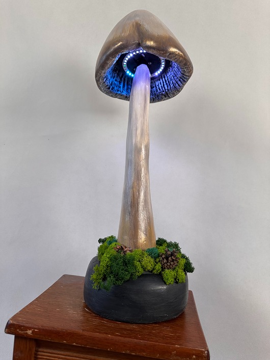 dekoracje świetlne Lampka w kształcie grzyba, beż i złoty