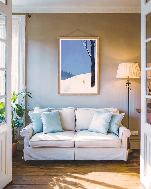 plakaty Plakat Zima w lesie / Sarna na śniegu