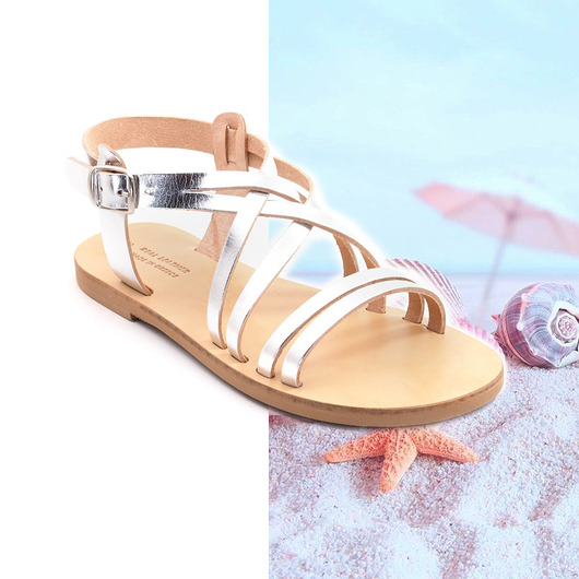 Sandały greckie ze skóry - Rose Gold AnemoneDream