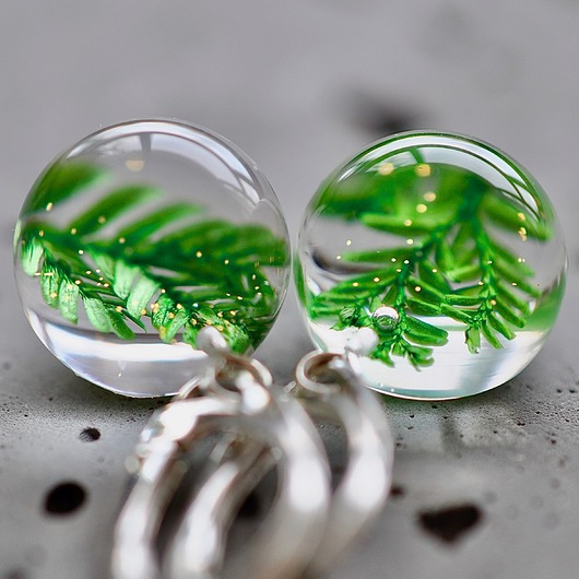 Kolczyki srebrne z paprocią Grol Jewellery