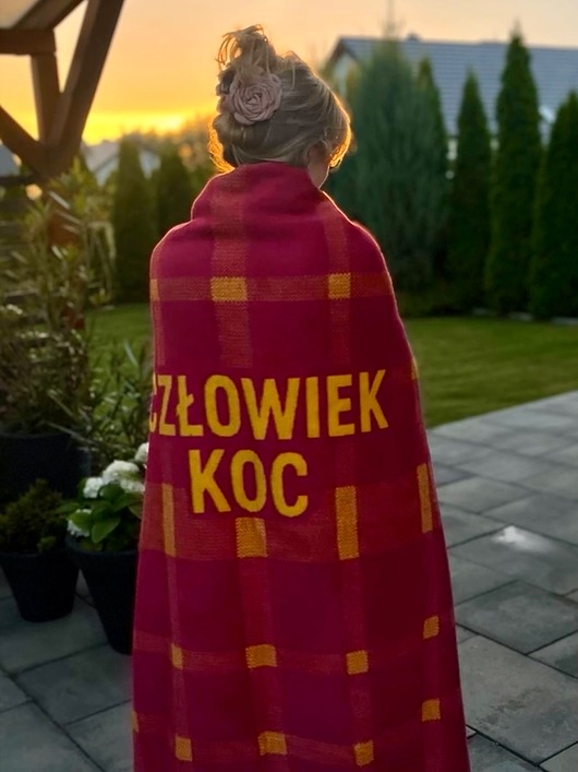 koce i narzuty CZŁOWIEK KOC różowo-żółty