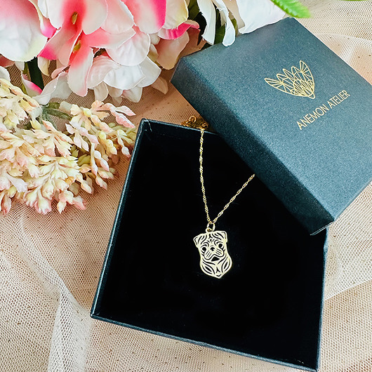 złote naszyjniki Naszyjnik z pieskiem, mops mopsik