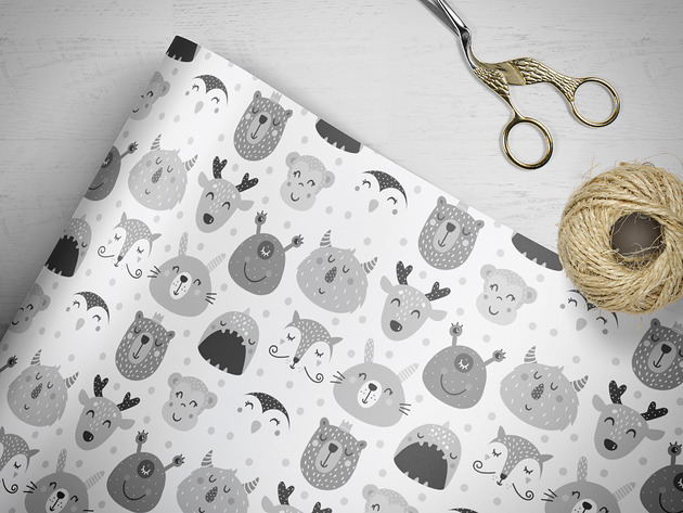 papier do pakowania - funny faces 006 white Wrap and Pack