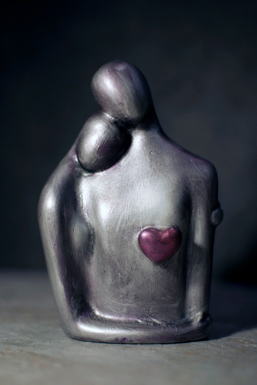 figurki i rzeźby Rzeźba z gipsu, Jesteś Moim Skarbem, srebrny róż, wys. 12,8 cm