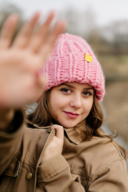 czapki damskie Wełniana czapka zimowa peruvian WOOLY słodki róż