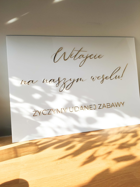 Ślub - inne Mleczna tablica z plexi, dobrej zabawy
