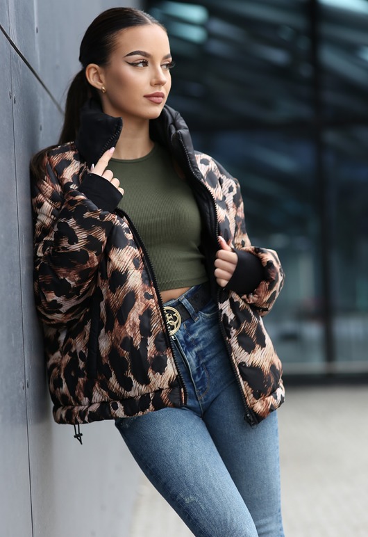 kurtki damskie Kurtka zimowa Leopardo