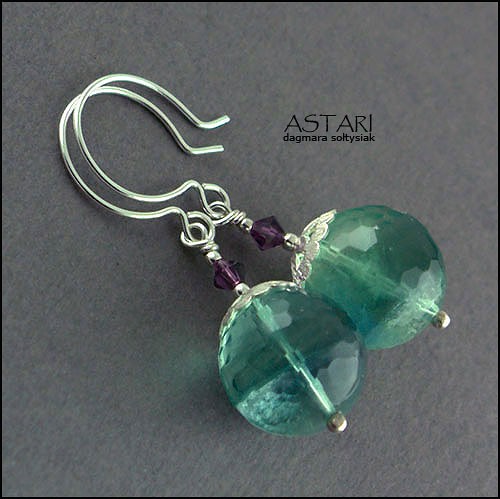 FLUORYT I kryształ SWAROVSKI - KOLCZYKI Astari
