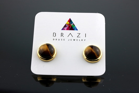 BRAZI EARRINGS Tygrysie Oko Brazi Druse Jewelry