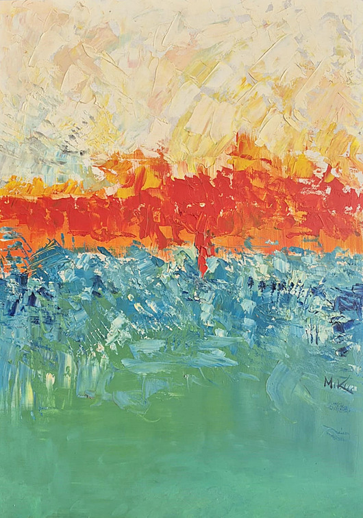 obrazy Obraz ręcznie malowany do salonu horyzont w ogniu