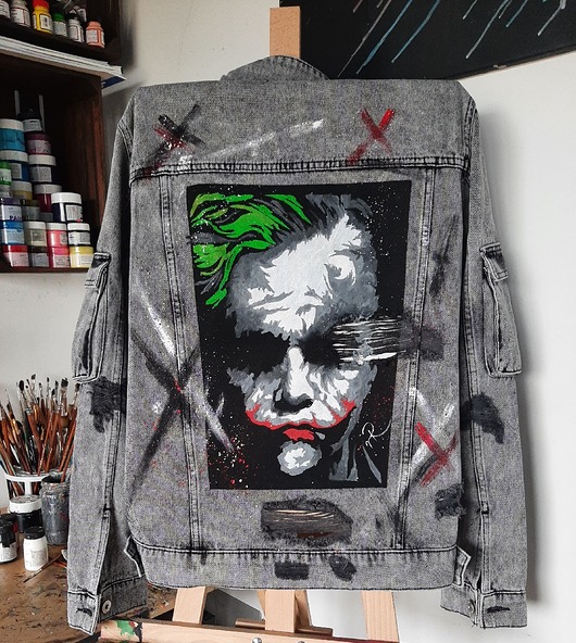 płaszcze i kurtki męskie Joker, kurtka jeansowa malowana ręcznie, dzień ojca