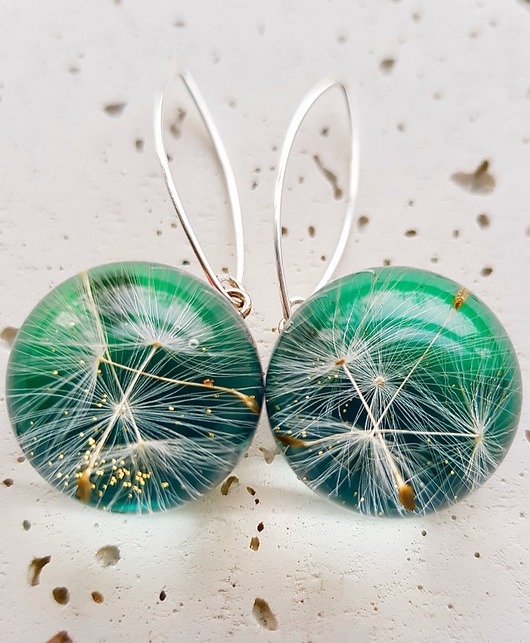 Kolczyki srebrne z nasionami dmuchawca Grol Jewellery