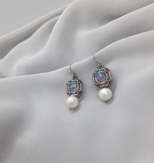kolczyki swarovski Kolczyki z perłami i kryształem srebro