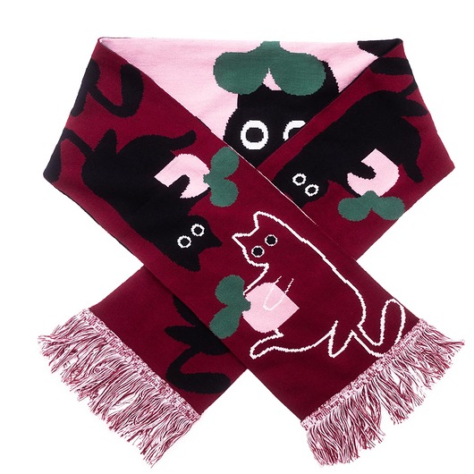 szale damskie Kot Koty szalik bawełna organiczna Kabak