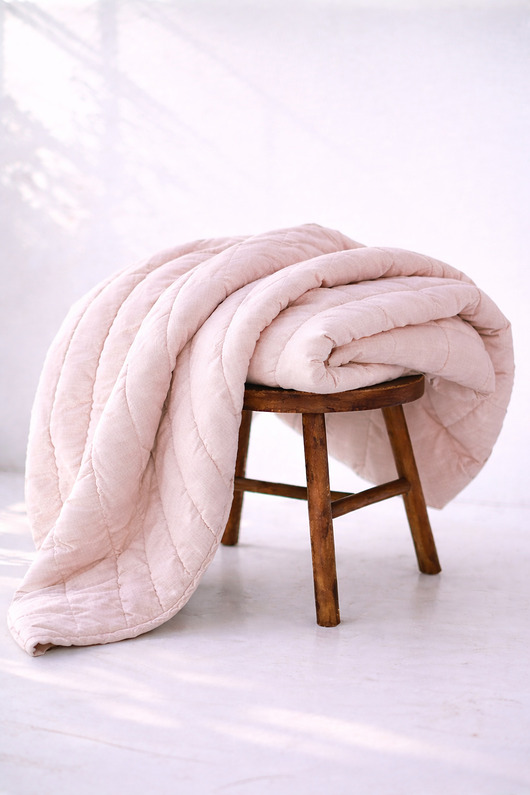 tekstylia - różne Lniana kołdra bezposzewkowa 140x200cm - jasny róż