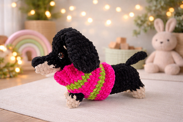 misie i maskotki Jamnik na szydełku