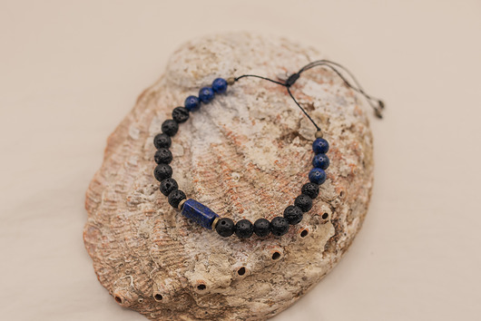 biżuteria męska Bransoletka Męska Lapis Lazuli Lawa Dumortieryt
