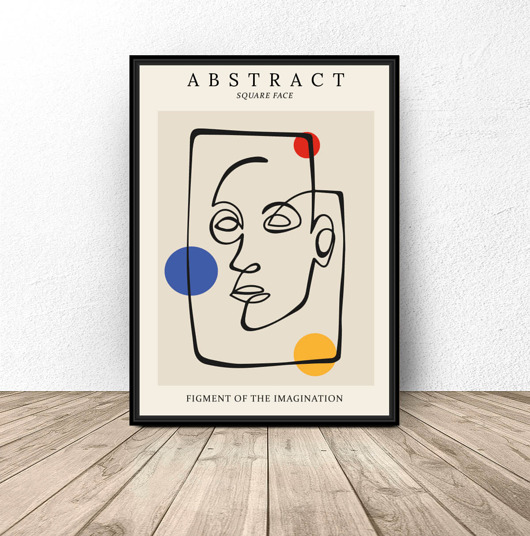 plakaty Abstrakcyjny plakat "Kwadratowa twarz" w stylu Picasso 50x70 (500mm x 700mm)