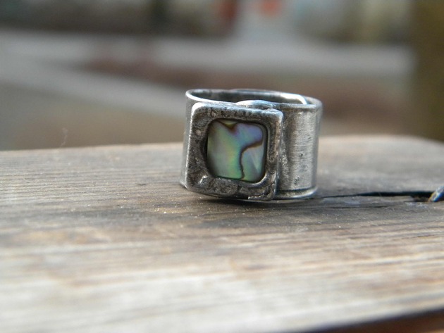 biżuteria męska Muszla paua / abalone  w poduszce    - pierścień