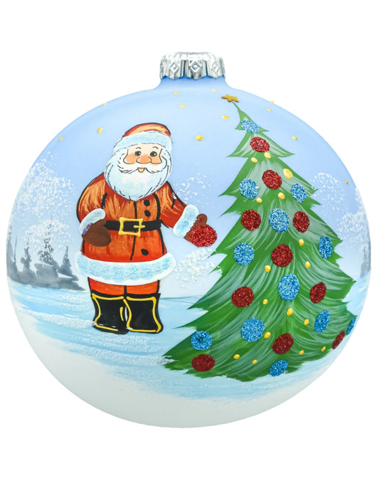 bombki Bombka okrągła: Mikołaj z choinką