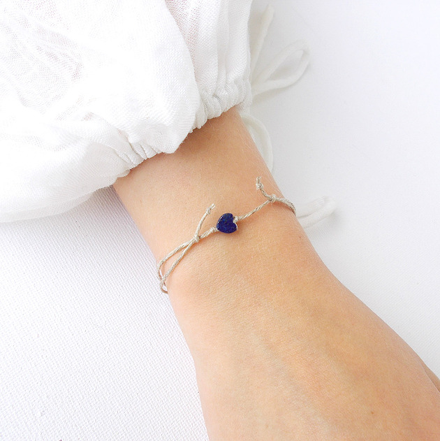 bransoletki na sznurku Serce i len Lapis Lazuli