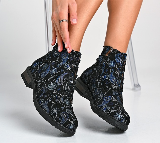 botki damskie Botki skórzane z kolorowej skóry (6561)