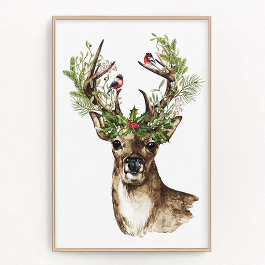 Plakat świąteczny Boho Jeleń A3 A4 Retro Feelings