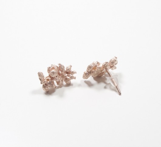 Pink Gold Flower Earings Pani Bukiet