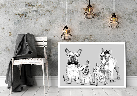 obrazy Obraz drukowany Rodzina buldożków 120x80cm