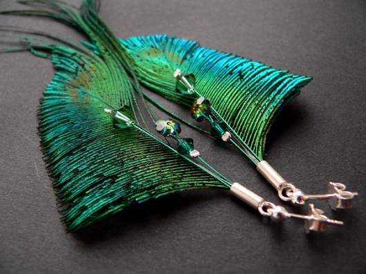 pawie mieczyki z kryształkami Swarovski Stella