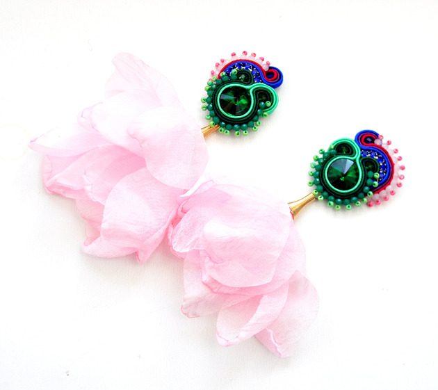 kolczyki soutache Sutaszowe kolczyki  FEZ ROSE
