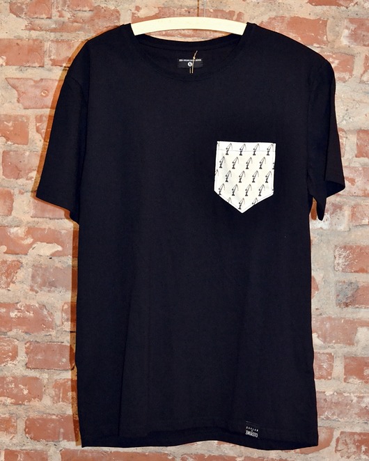 T-shirt męski czarny z KIESZONKĄ dźwigi cz-b ZAKLAD ze 3MIASTO