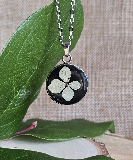 wisiory Srebrny wisiorek prawdziwe kwiaty hortensja