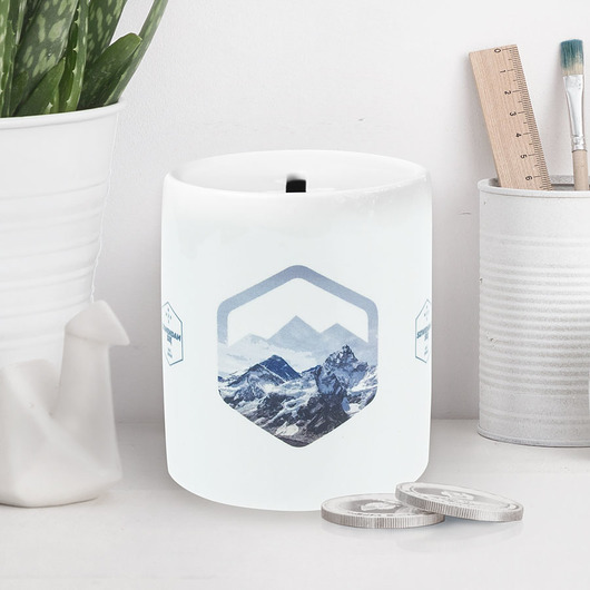 Skarbonka ceramiczna GÓRY biała Szwendam sie