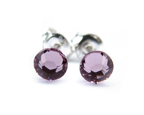 Maleńkie kolczyki kryształ Swarovski - Liliowe kropeczki Marisella