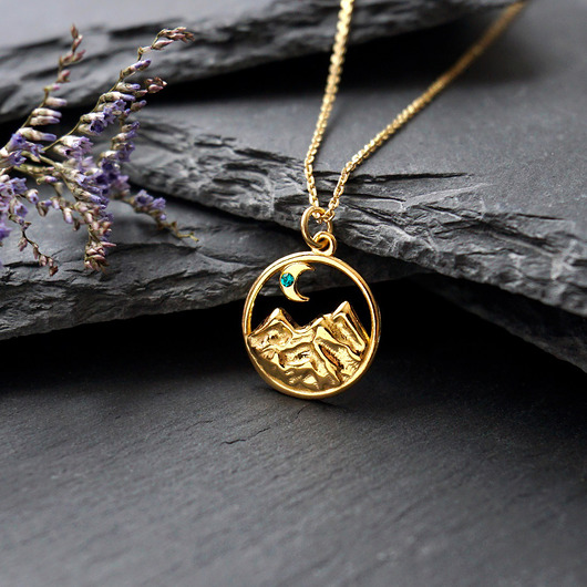 złote naszyjniki Pozłacany naszyjnik górska noc z turkusowym kryształkiem