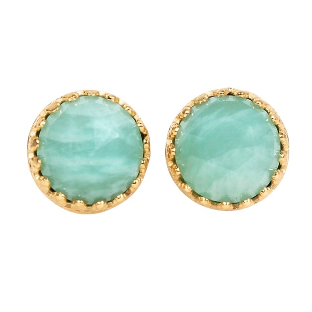 komplet biżuterii Kolczyki, pierścionek i naszyjnik Princess z amazonitami, złocone.