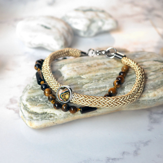 biżuteria męska BALTIC MARBLE & TIGER EYE- podwójna bransoletka