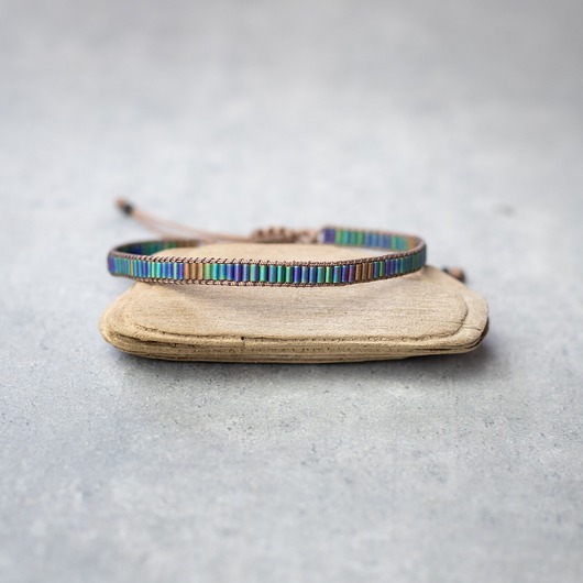 biżuteria męska Bransoletka męska z koralikami - zielono-brązowa