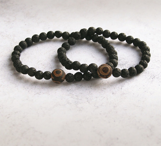 bransoletki z kamieni naturalnych KOMPLET dla PARY : agat tybetański